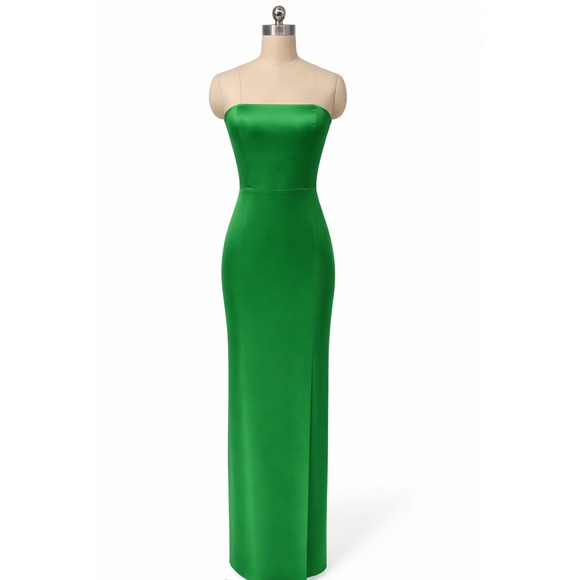 NWT Amanda Uprichard Strapless Silk Maxi Gown Emerald Green Dress Small $360